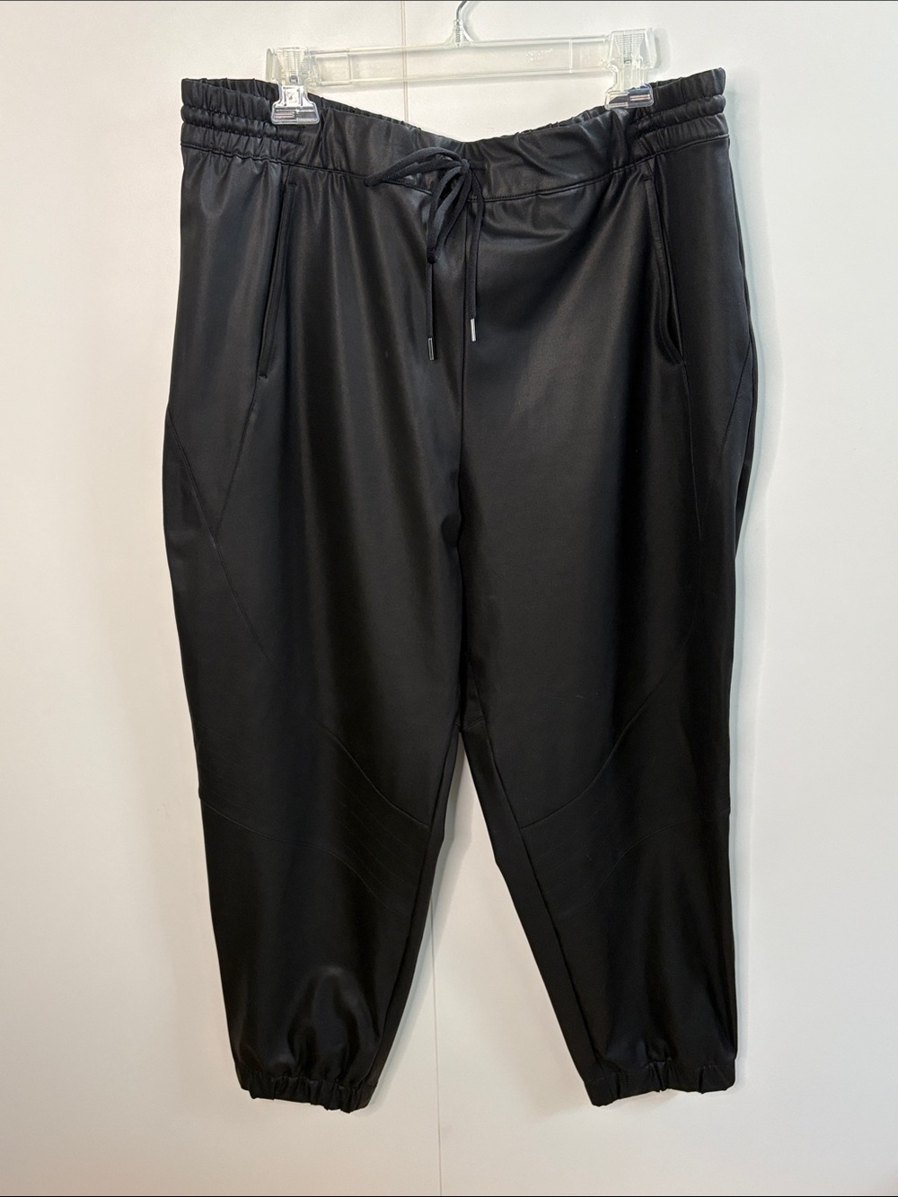 Zella Black Faux Leather-Look Jogger Pants